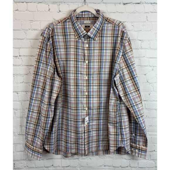 JOSEPH ABBOUD 100% cotton non-iron check plaid dress mens shirt XXL NWT - Picture 1 of 5